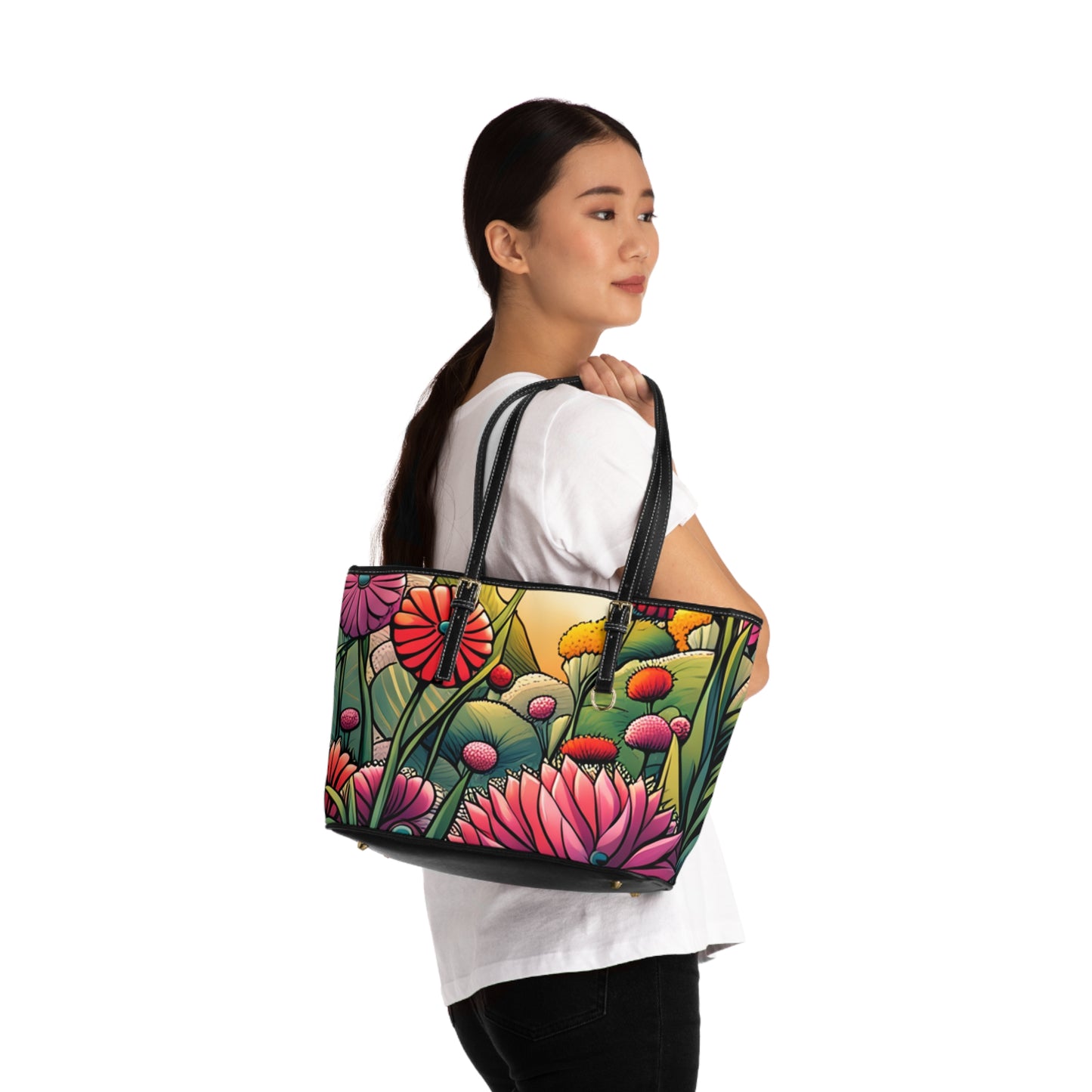 PU Leather Shoulder Bag Flowers