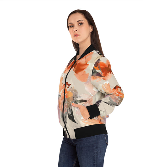Women's Bomber Jacket Flowers