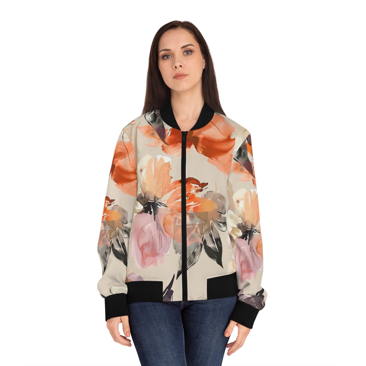 Women's Bomber Jacket Flowers