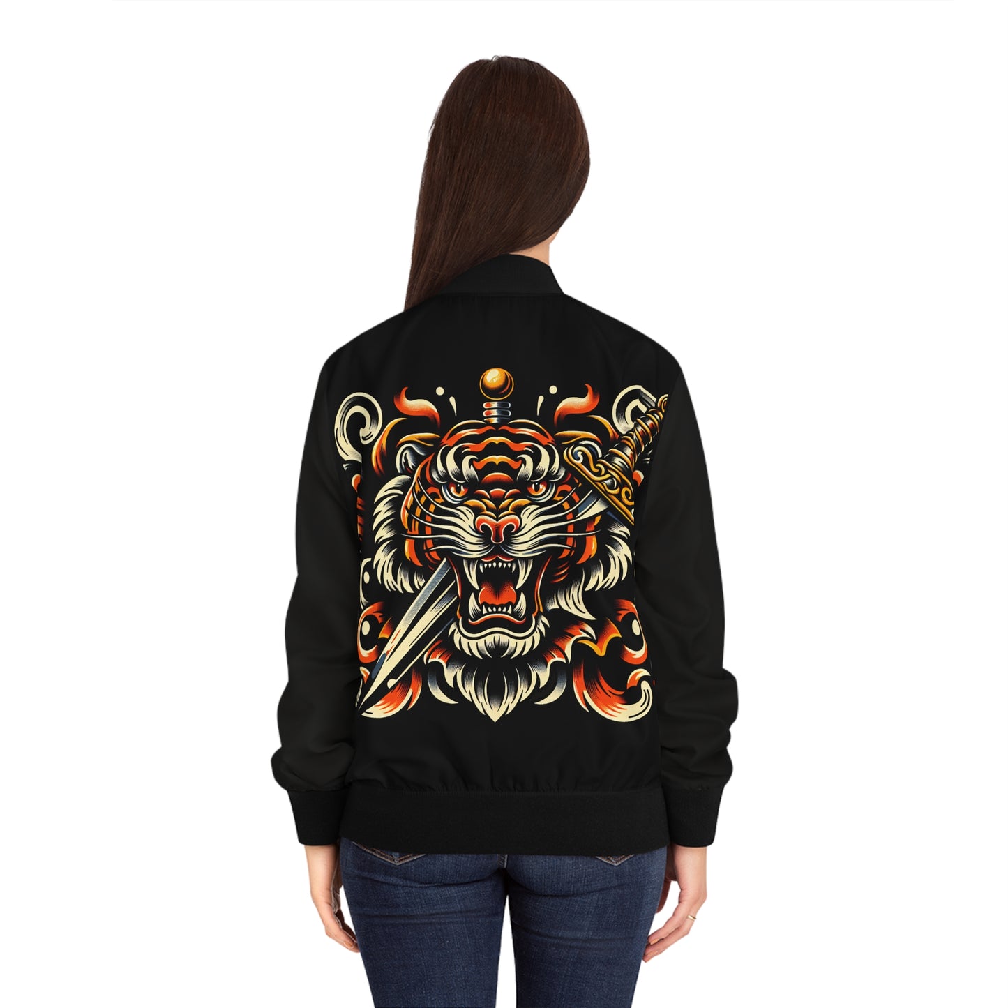 Tiger Print Bomber Jacket for Women