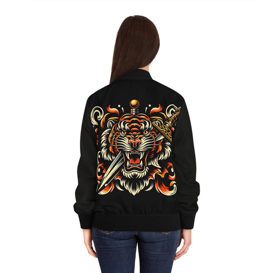 Tiger Print Bomber Jacket for Women