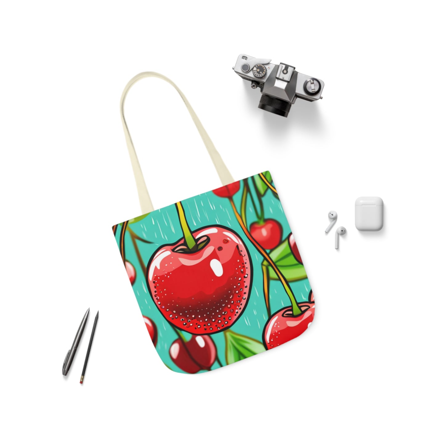 Cherry Tote Bag, 5-Color Straps